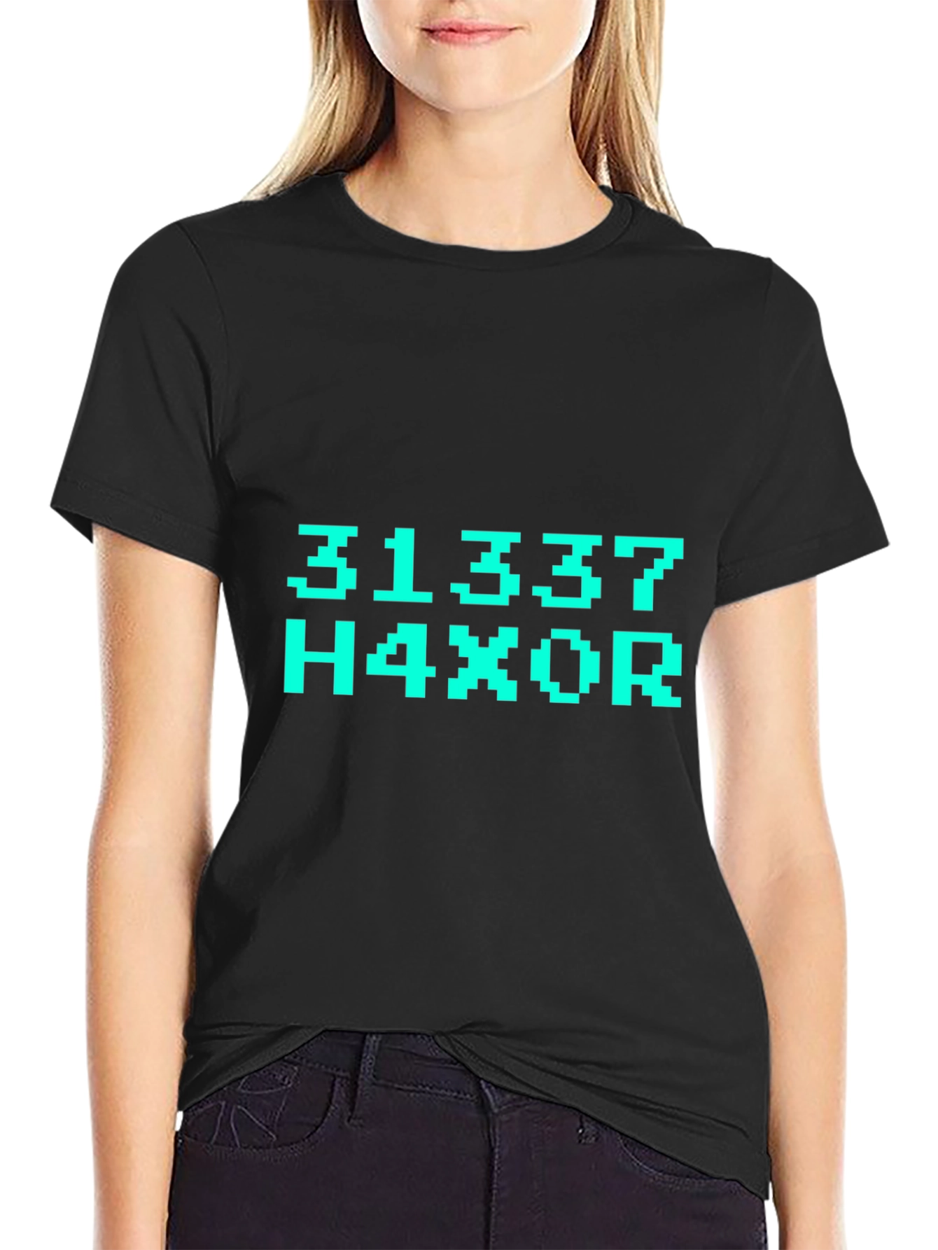 31337 H4X0R T-Shirt - Black Graphic Tee