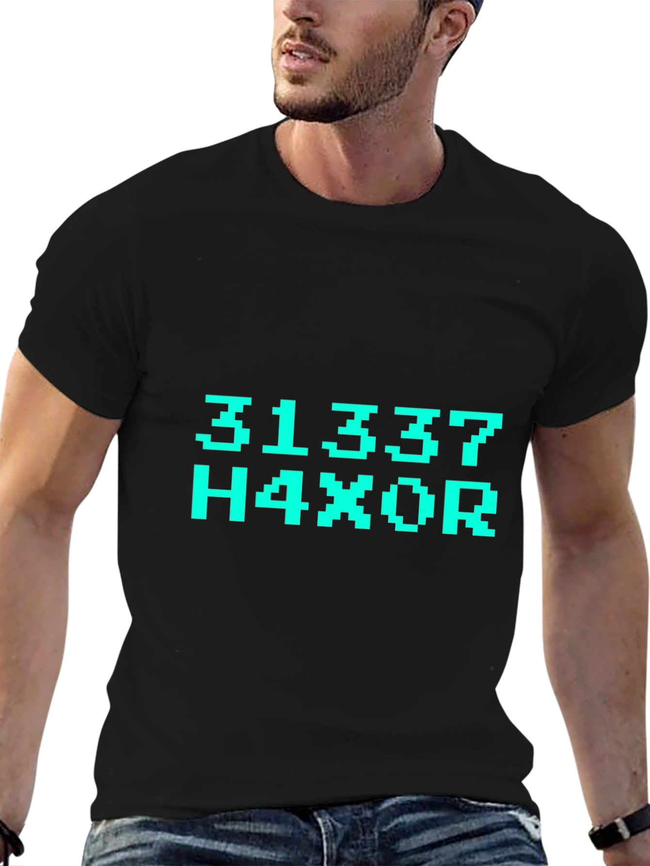 31337 H4X0R T-Shirt - Black Graphic Tee
