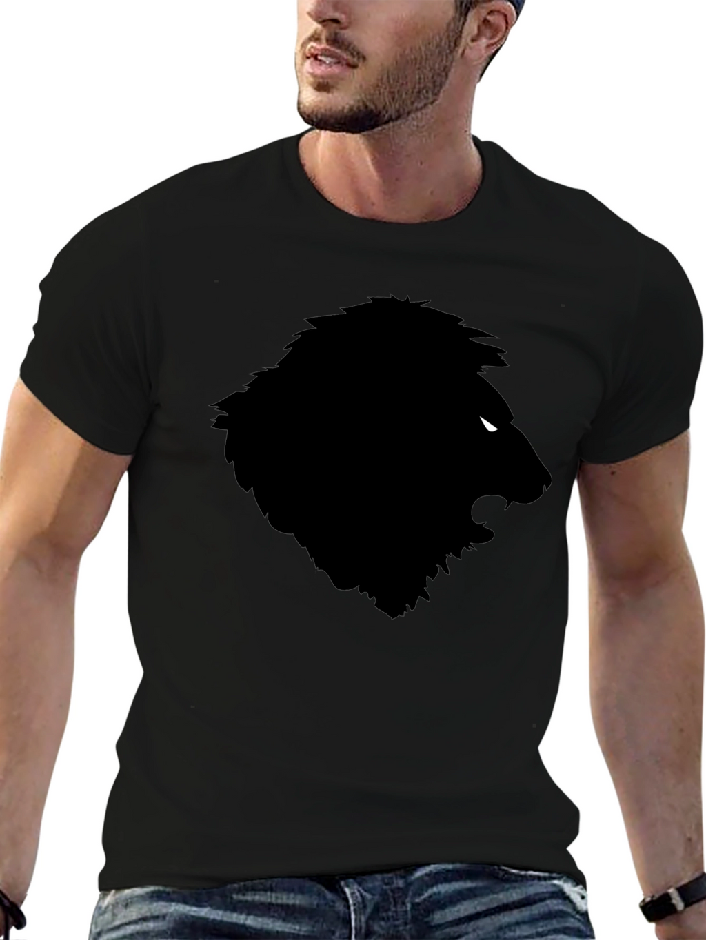 Lion Silhouette Graphic Black T-Shirt