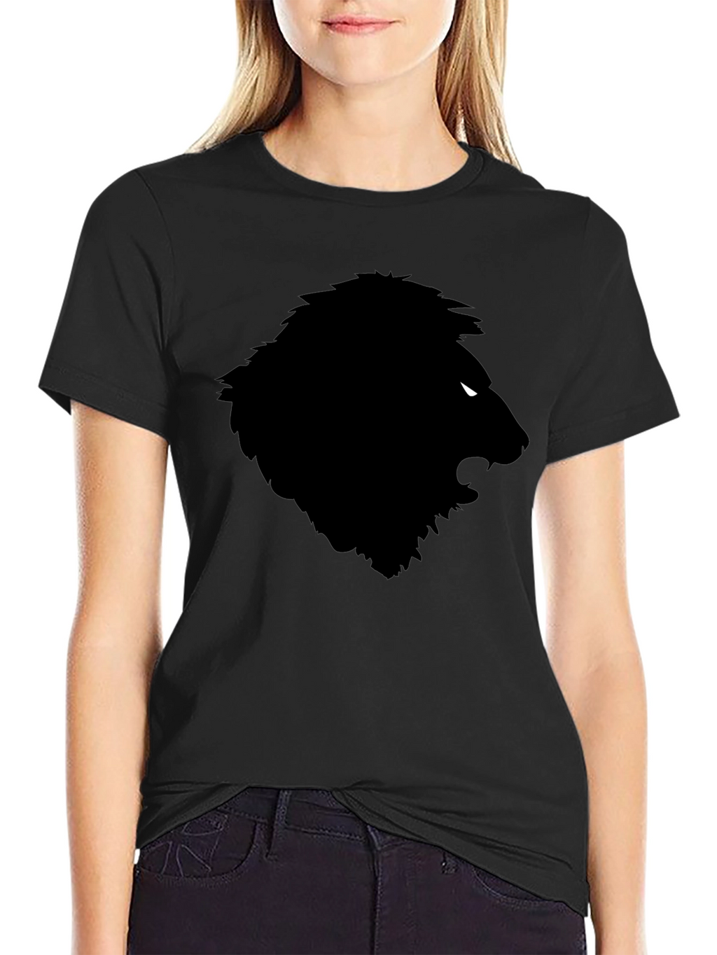 Lion Silhouette Graphic Black T-Shirt