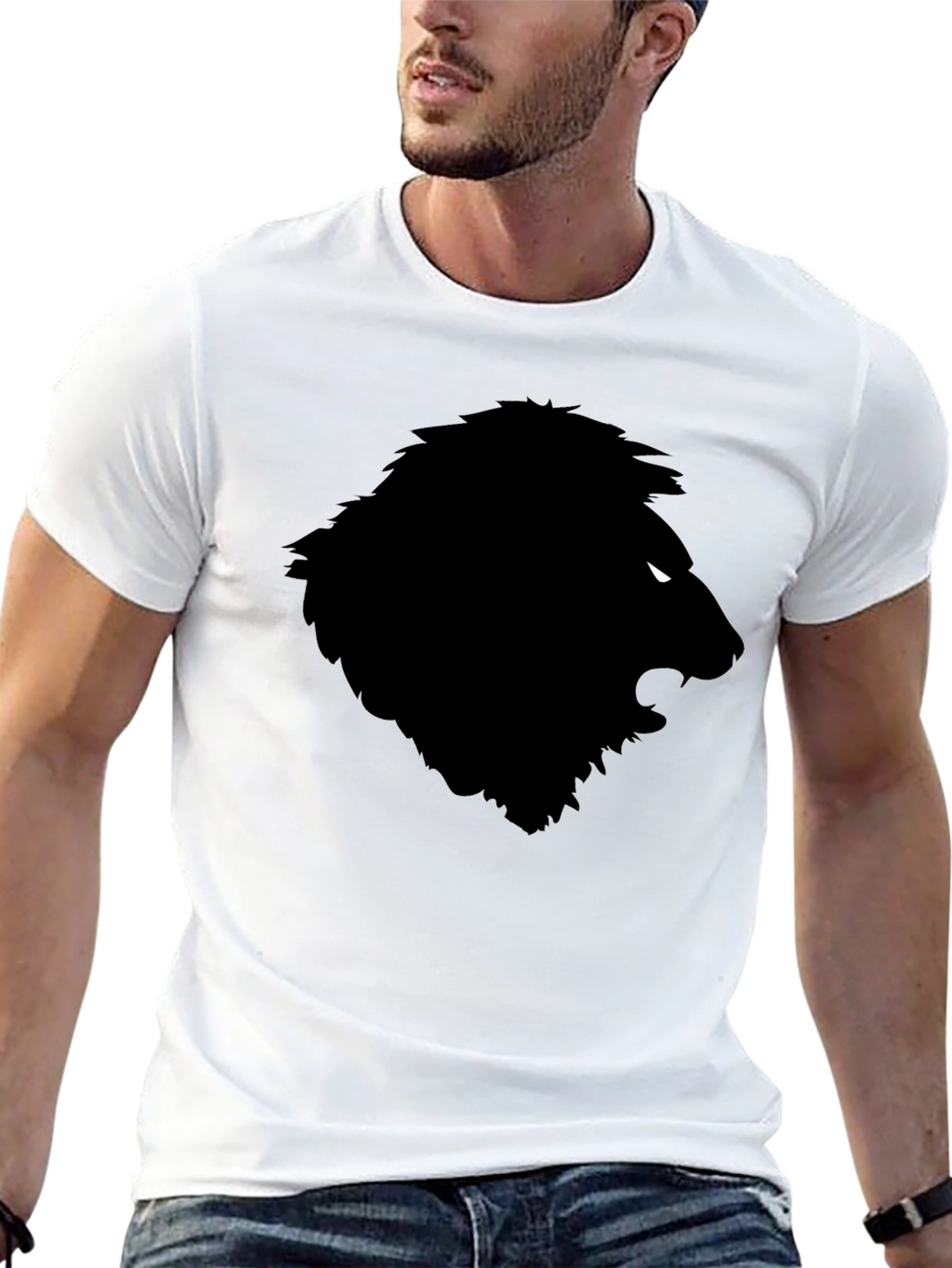 Lion Silhouette Graphic Black T-Shirt