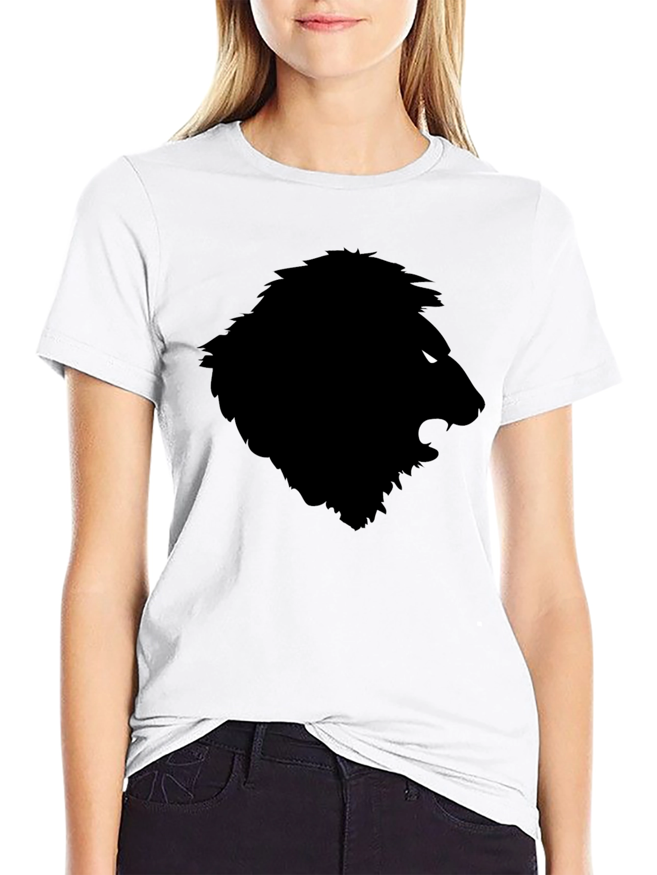 Lion Silhouette Graphic Black T-Shirt