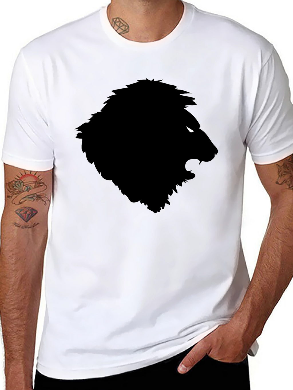 Lion Silhouette Graphic Black T-Shirt