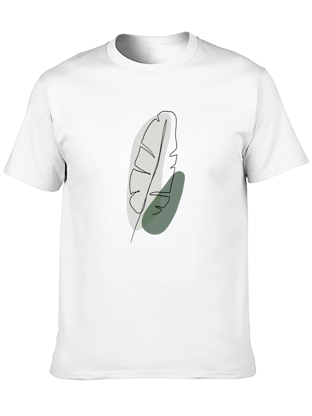 Minimalist Leaf Design Black T-Shirt