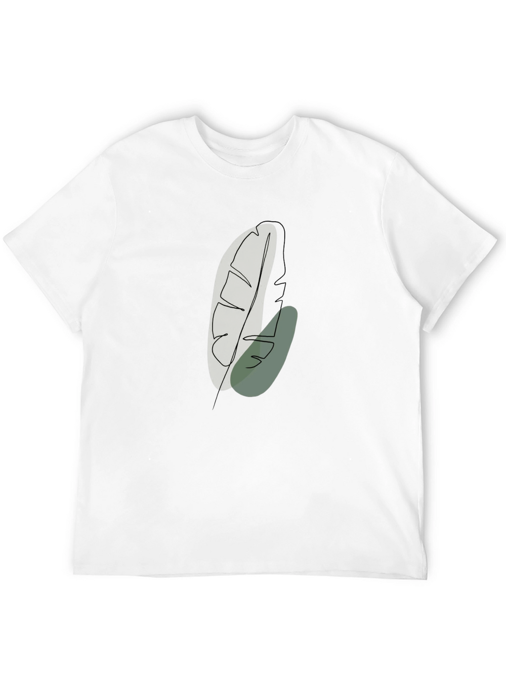 Minimalist Leaf Design Black T-Shirt