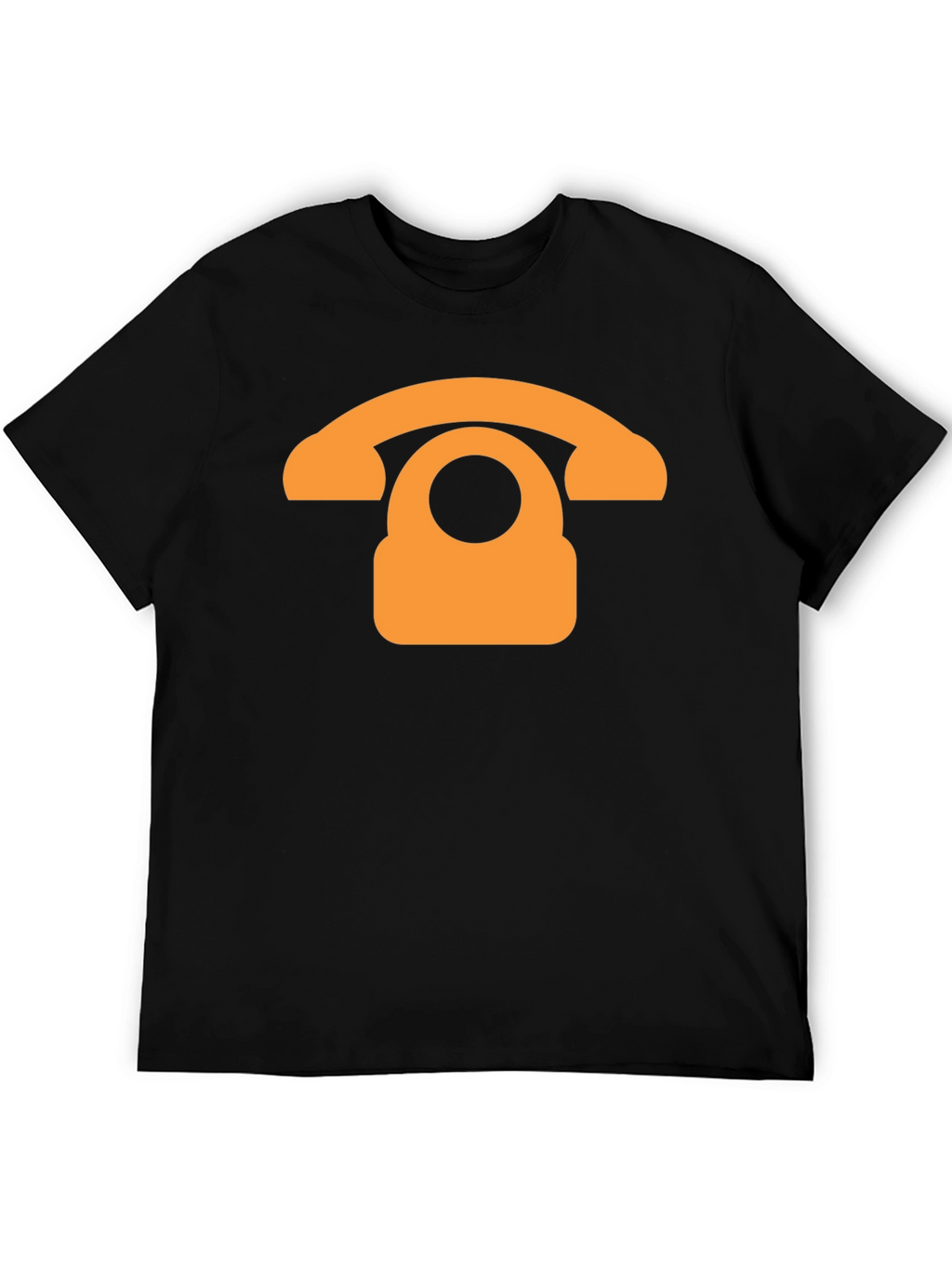 Retro Phone Graphic T-Shirt - Black Cotton Blend