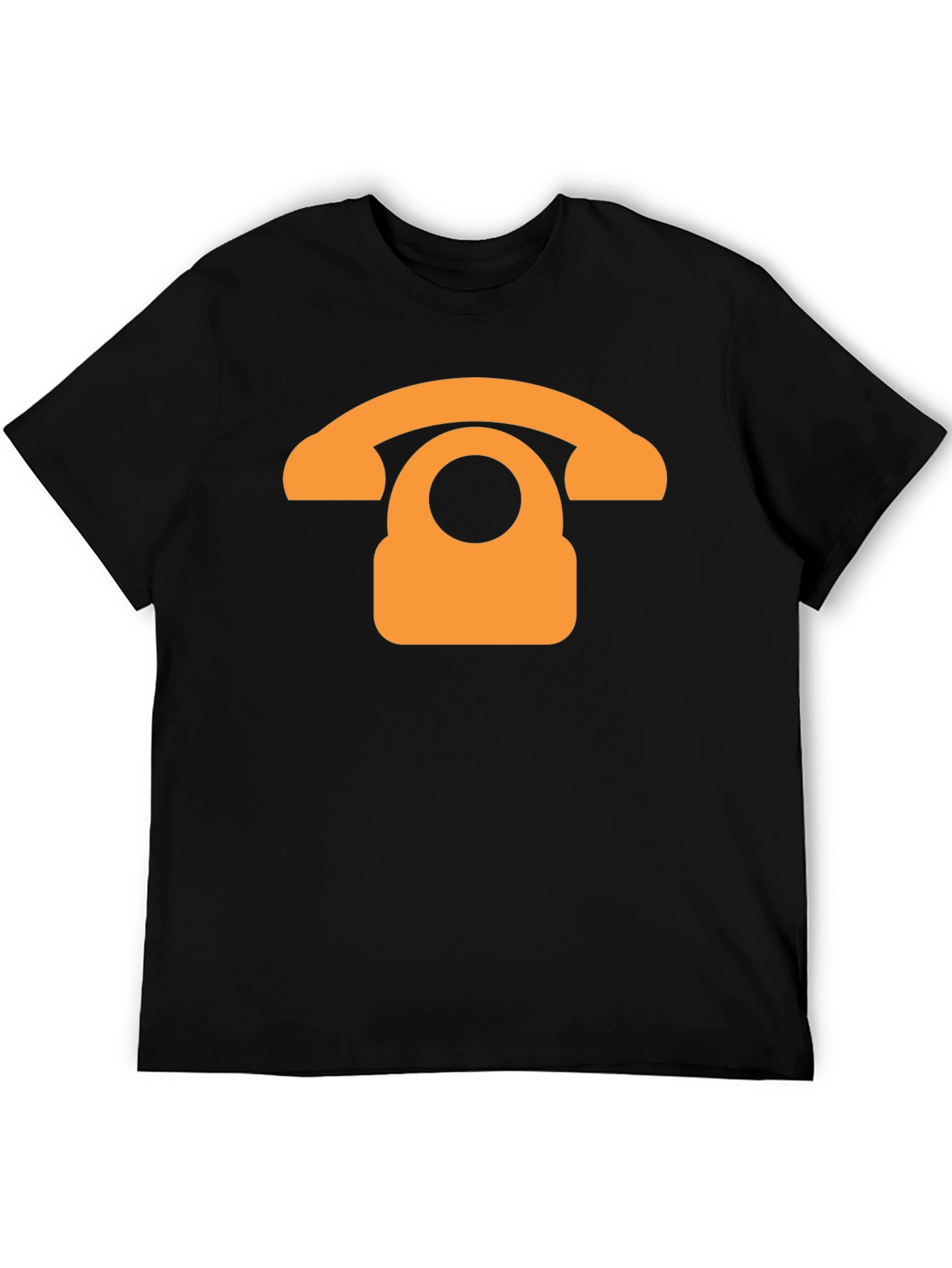 Retro Phone Graphic T-Shirt - Black Cotton Blend