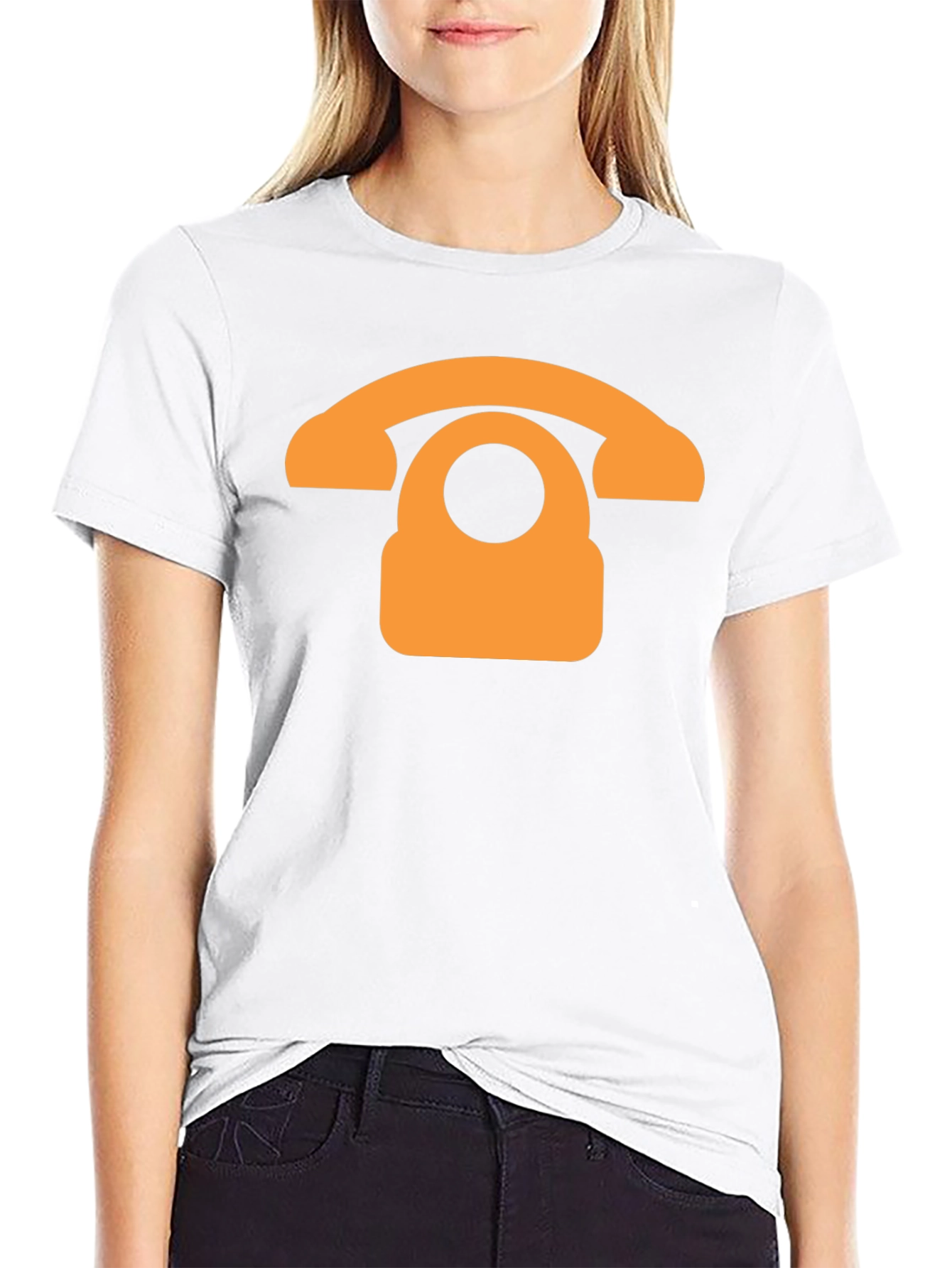 Retro Phone Graphic T-Shirt - Black Cotton Blend