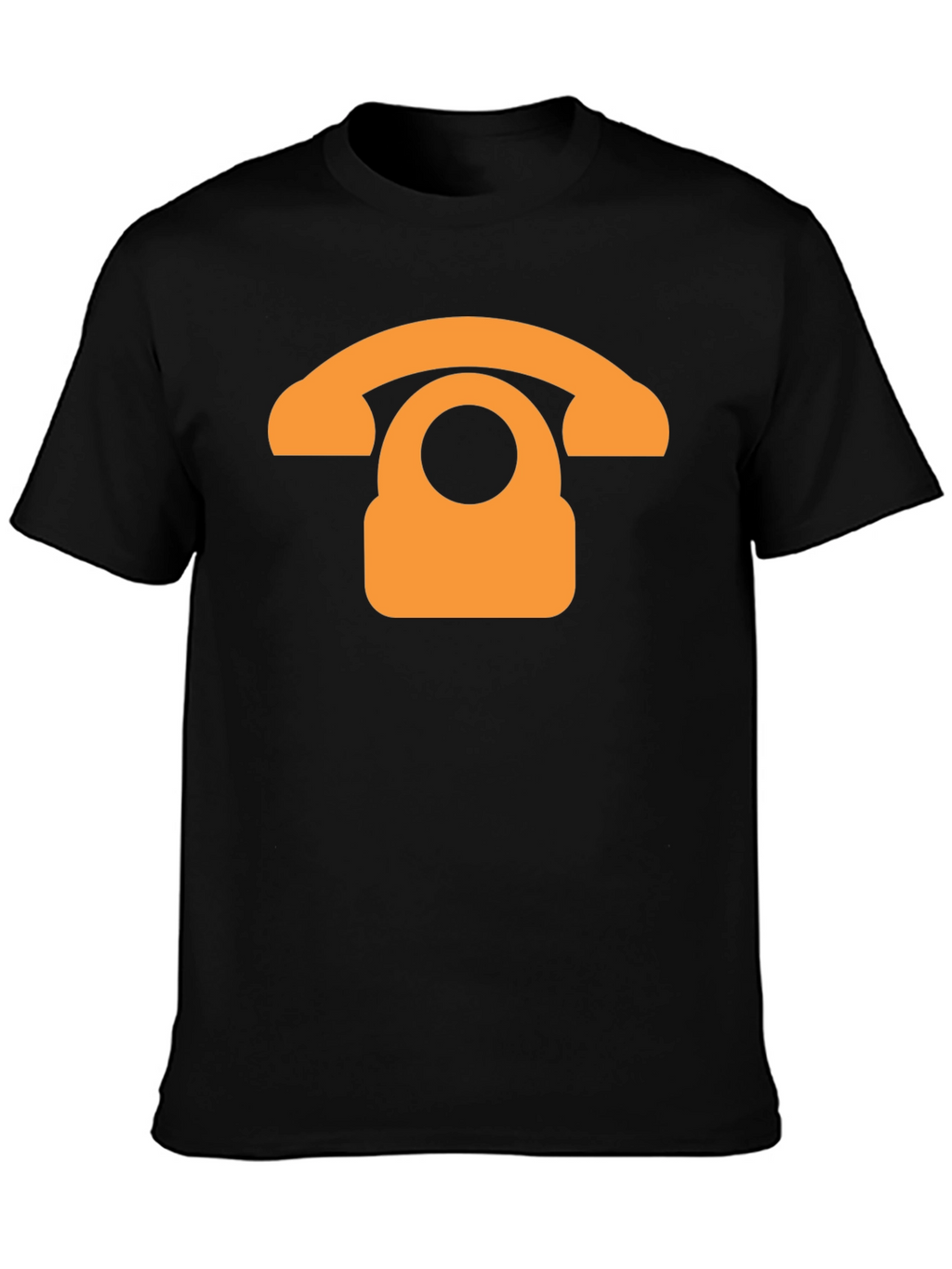 Retro Phone Graphic T-Shirt - Black Cotton Blend