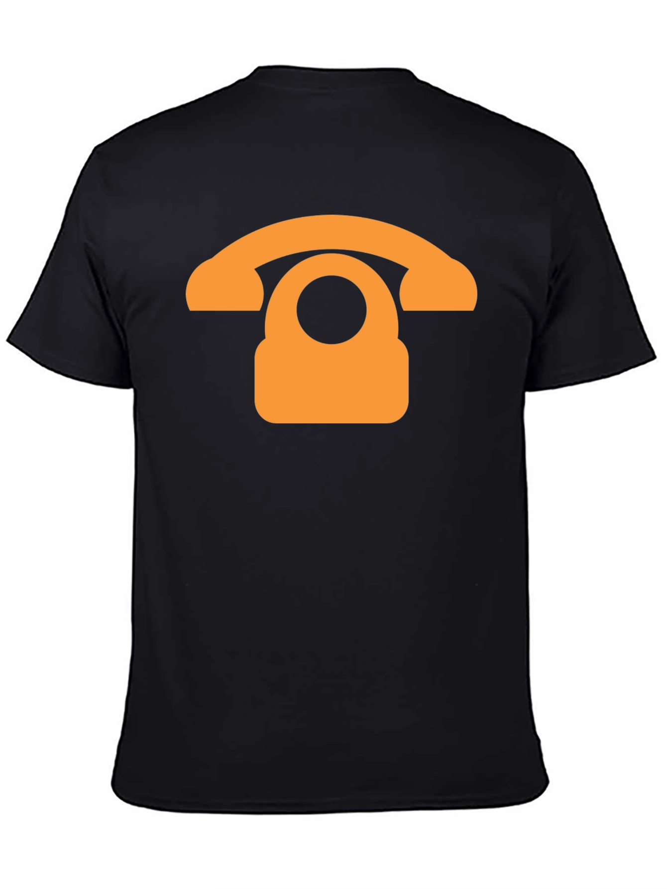 Retro Phone Graphic T-Shirt - Black Cotton Blend