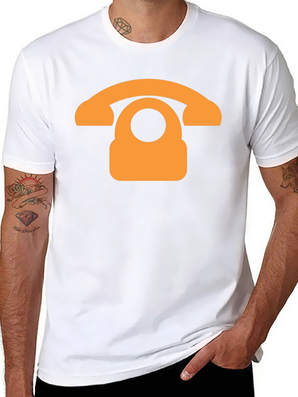 Retro Phone Graphic T-Shirt - Black Cotton Blend