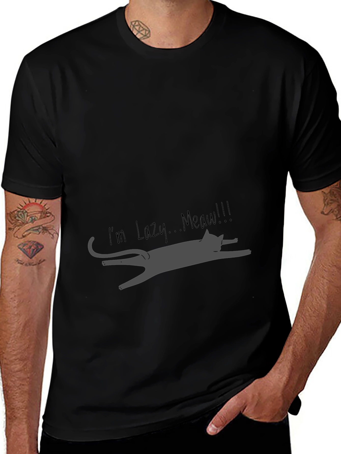 Lazy Cat Graphic Tee - Soft Cotton Blend Unisex Fit