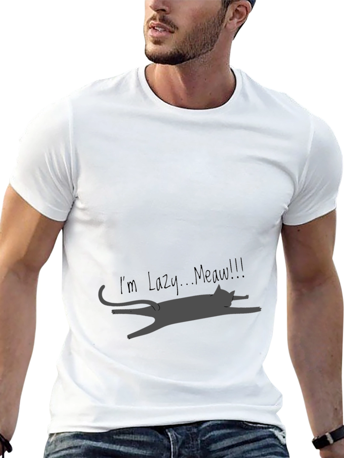 Lazy Cat Graphic Tee - Soft Cotton Blend Unisex Fit