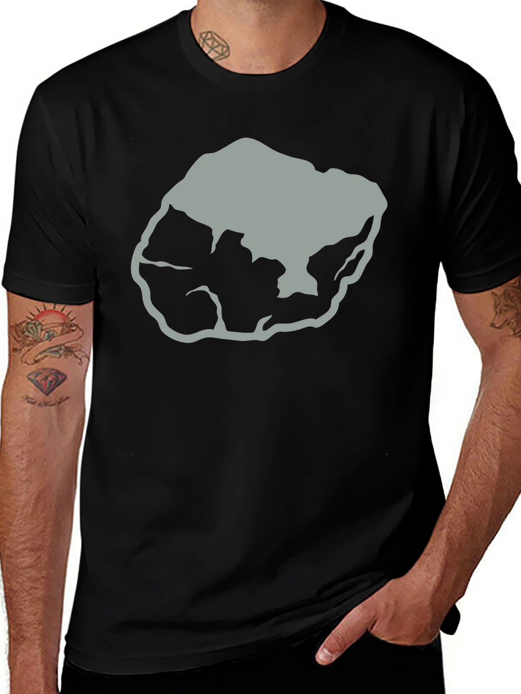 Abstract Rock Graphic Tee - Black Cotton T-Shirt