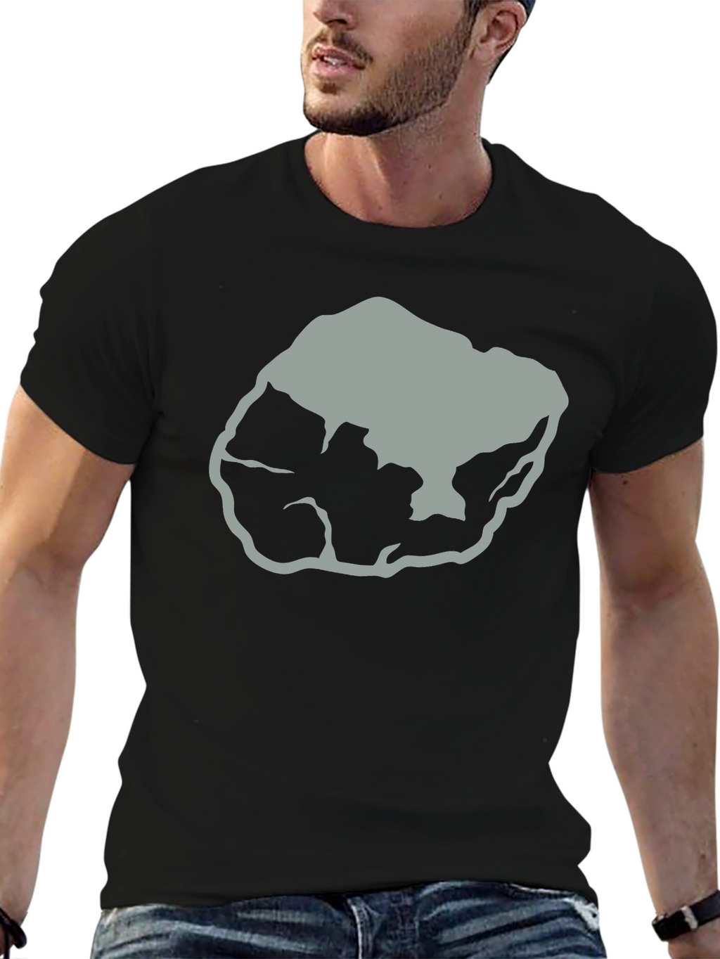 Abstract Rock Graphic Tee - Black Cotton T-Shirt
