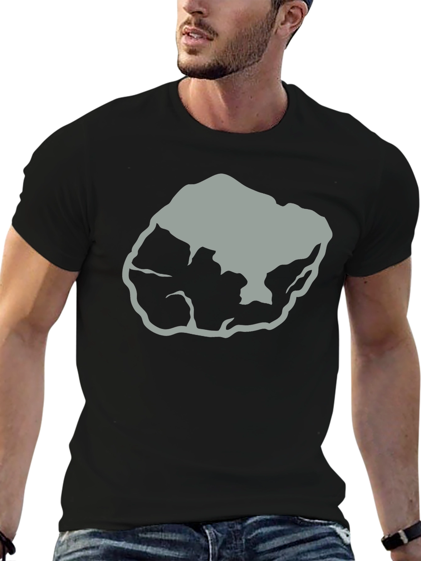 Abstract Rock Graphic Tee - Black Cotton T-Shirt