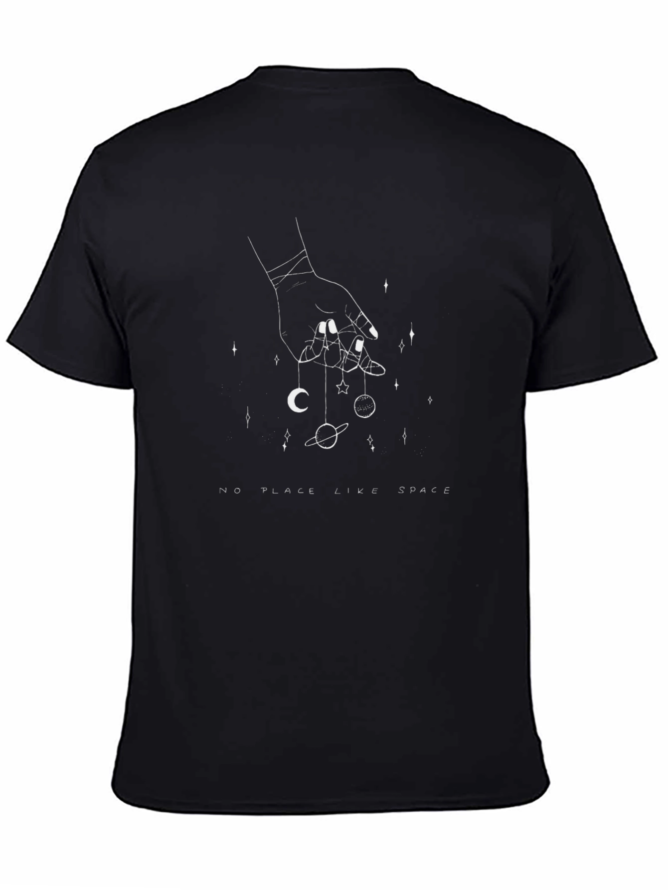 Cosmic Hand Graphic Tee - Black Cotton T-Shirt