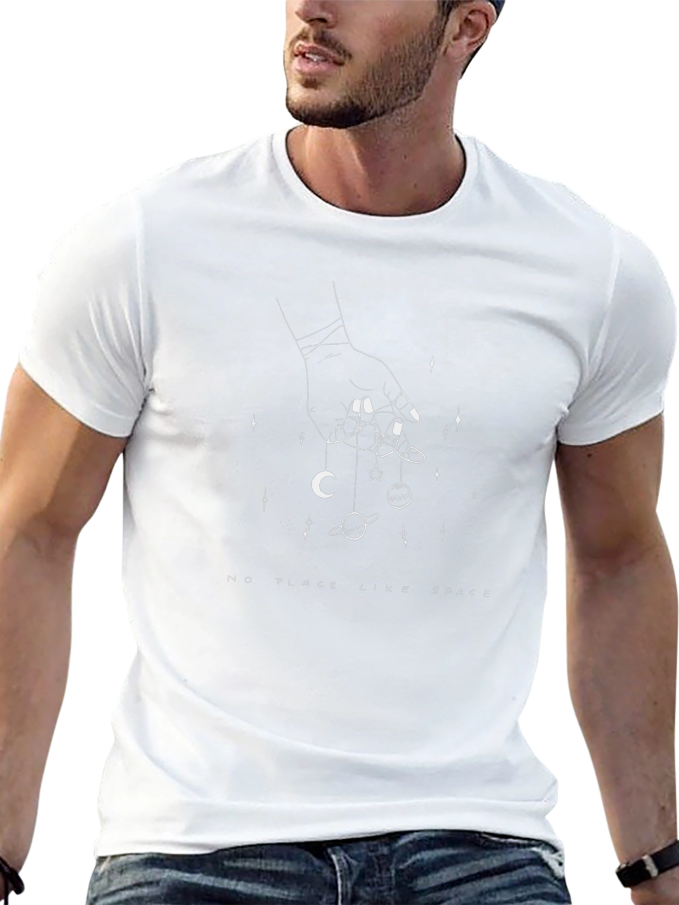 Cosmic Hand Graphic Tee - Black Cotton T-Shirt