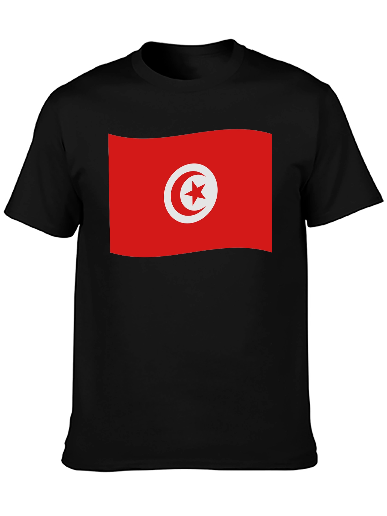 Tunisia Flag T-Shirt - Black Cotton Tee