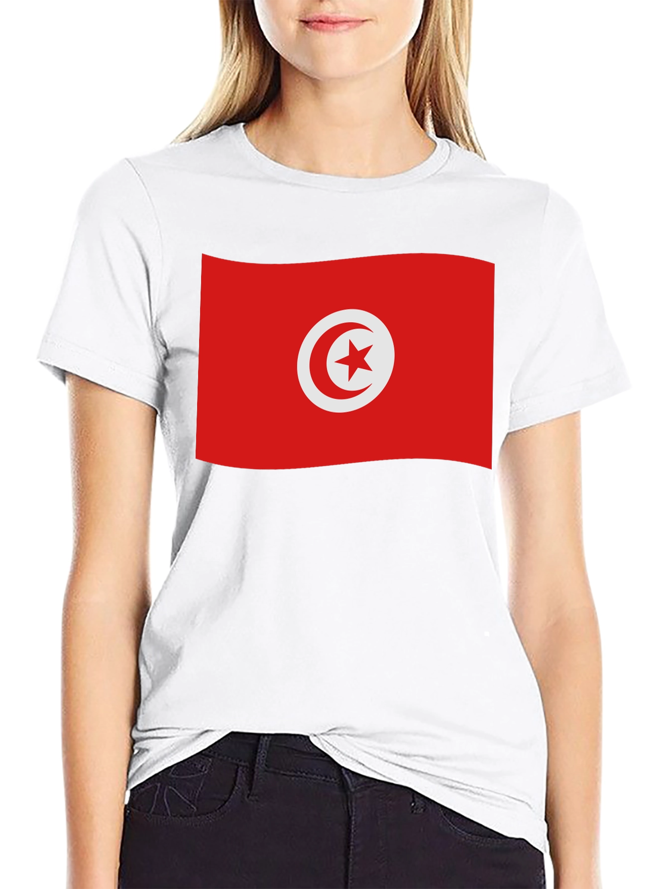 Tunisia Flag T-Shirt - Black Cotton Tee