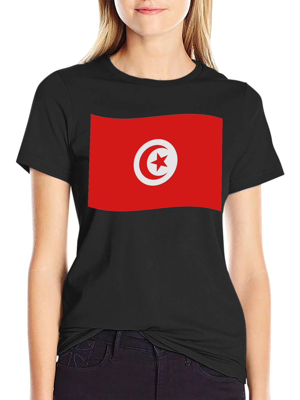 Tunisia Flag T-Shirt - Black Cotton Tee