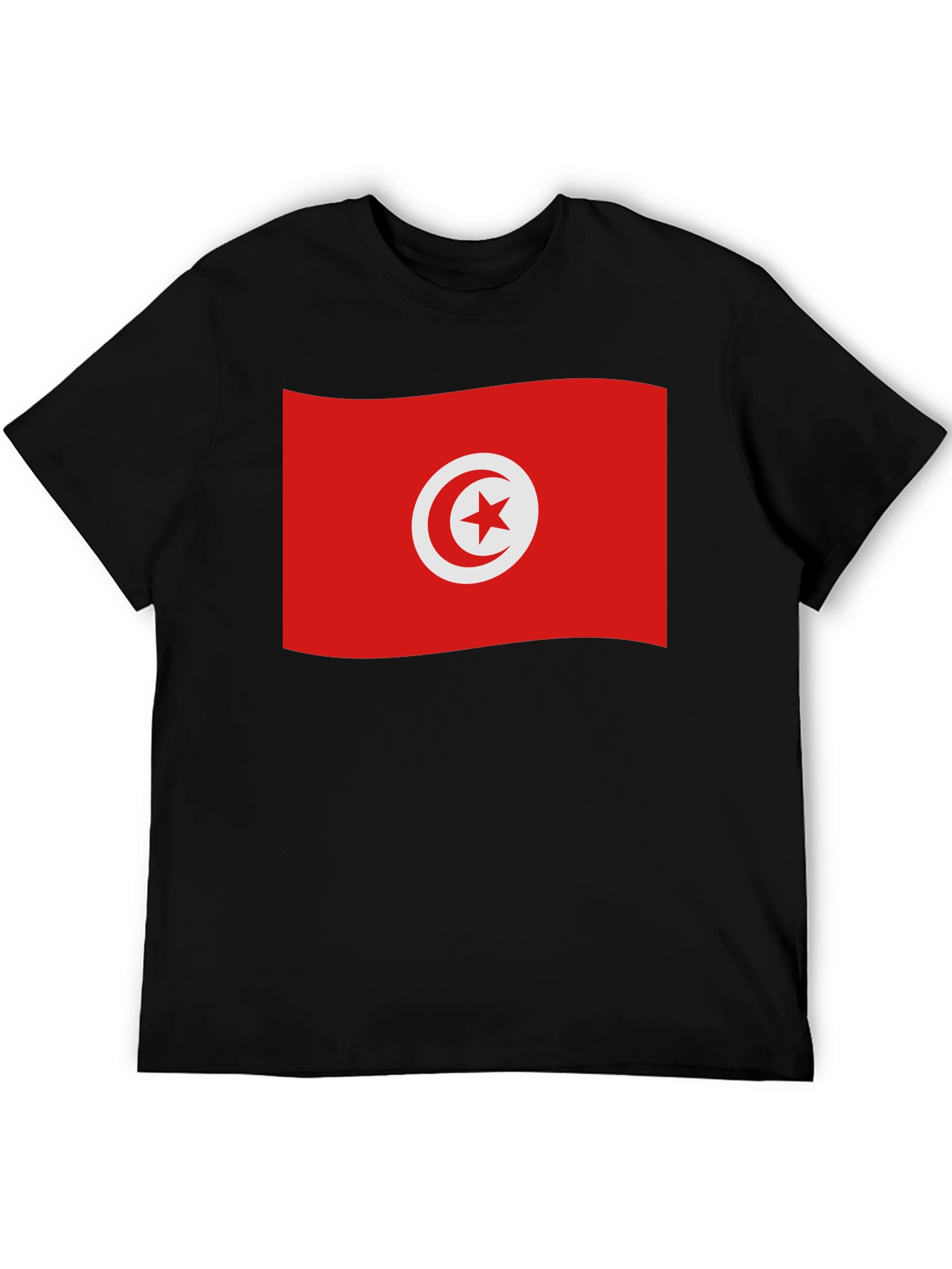 Tunisia Flag T-Shirt - Black Cotton Tee