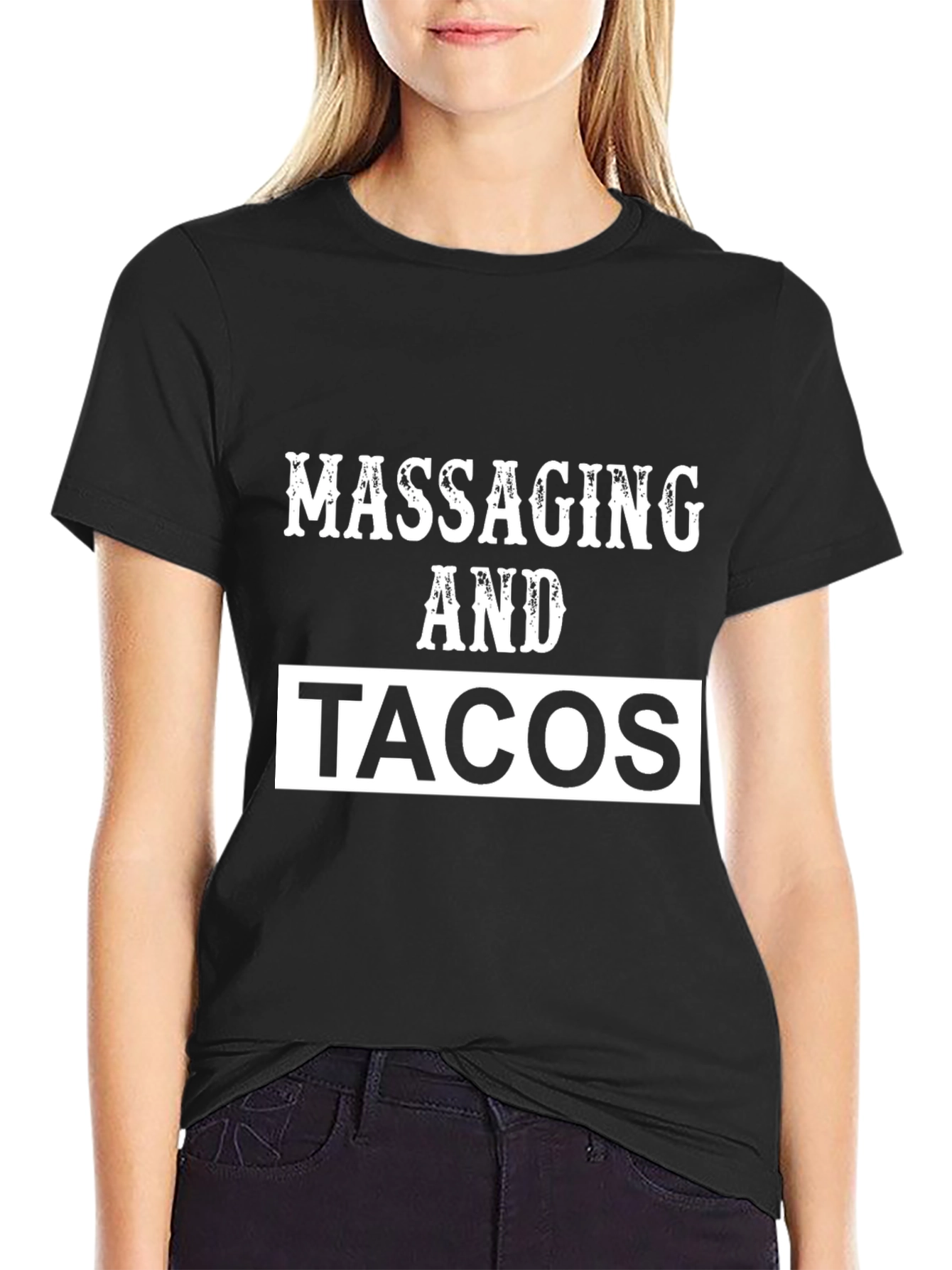 Massaging and Tacos Graphic Tee - Black T-Shirt