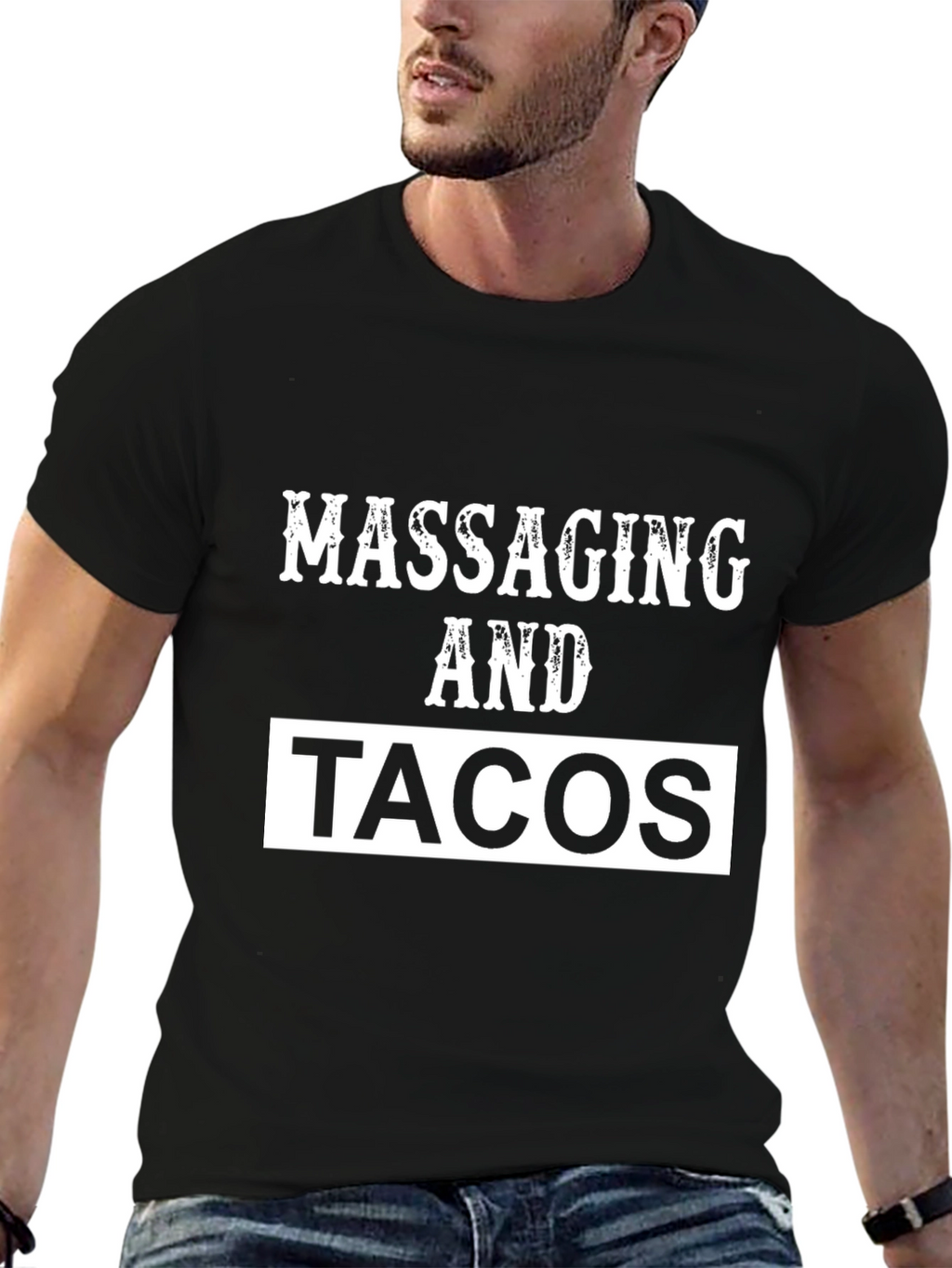 Massaging and Tacos Graphic Tee - Black T-Shirt