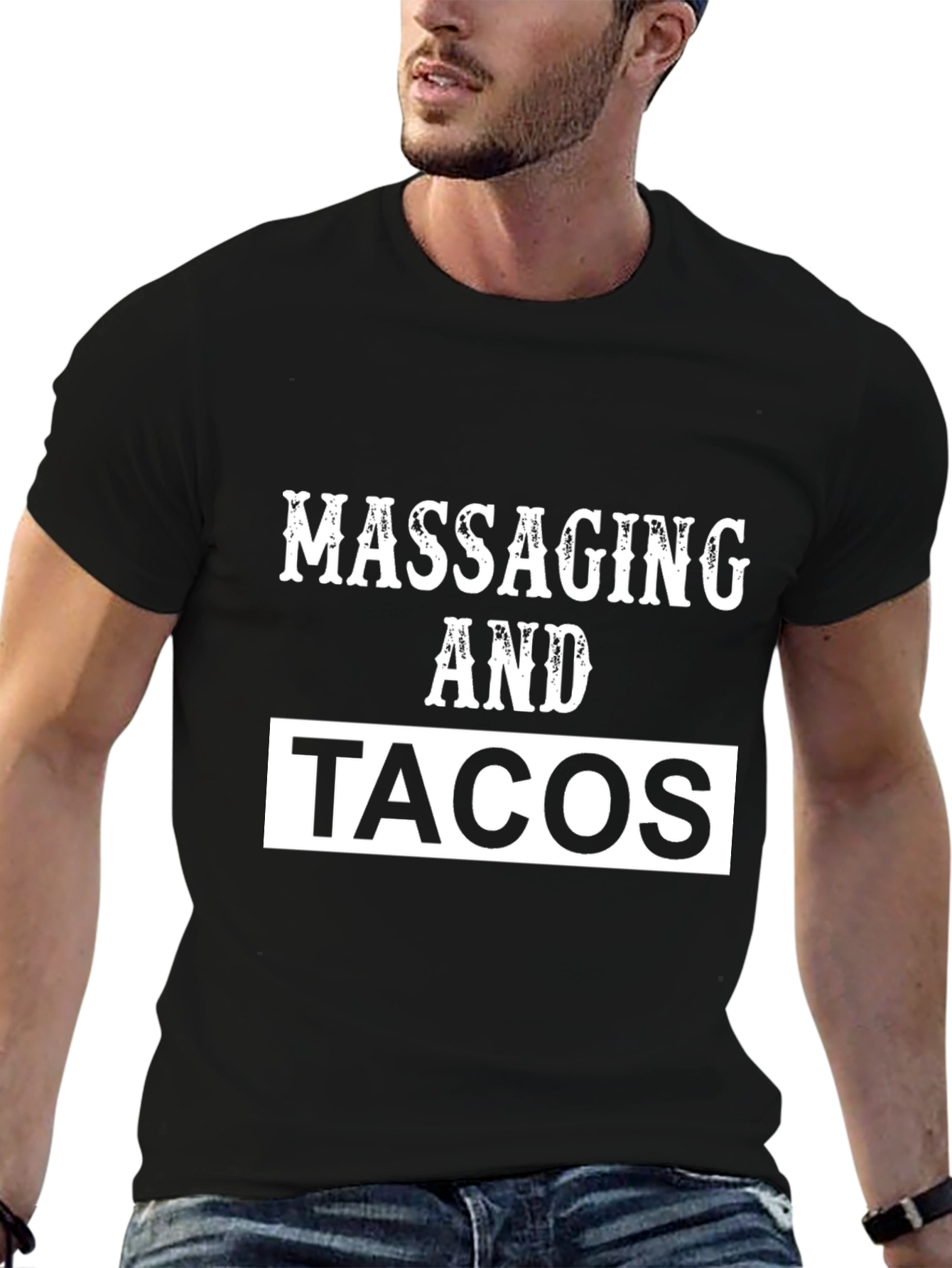 Massaging and Tacos Graphic Tee - Black T-Shirt