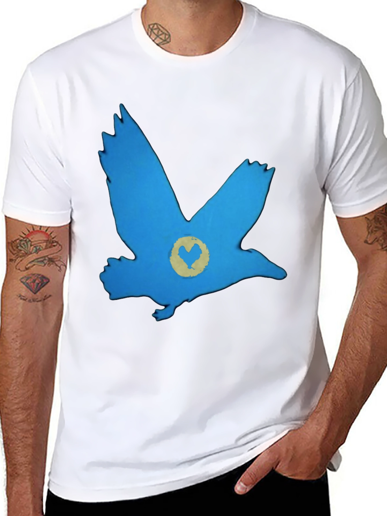 Blue Bird Graphic Black T-Shirt - Casual Comfort