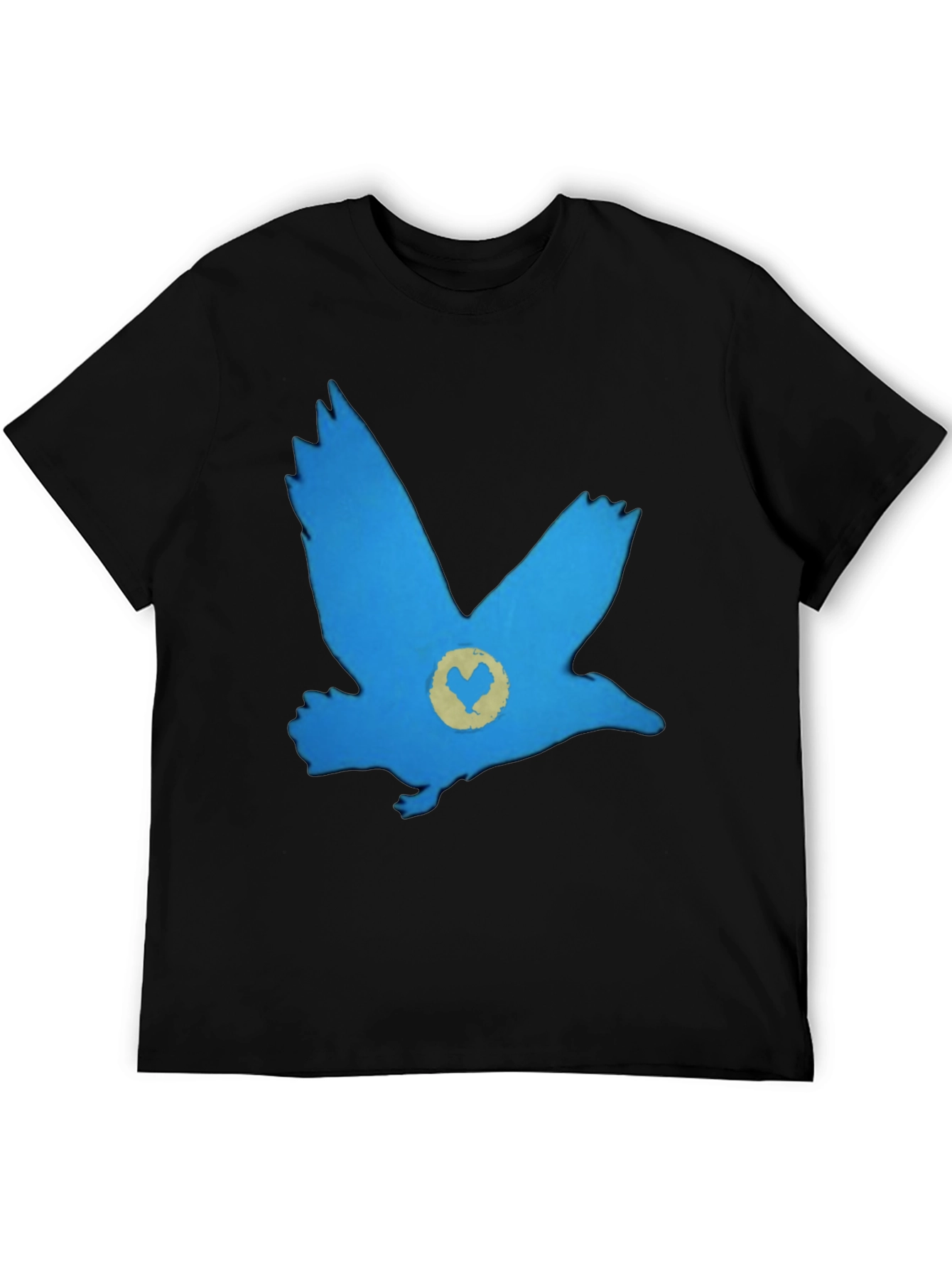 Blue Bird Graphic Black T-Shirt - Casual Comfort