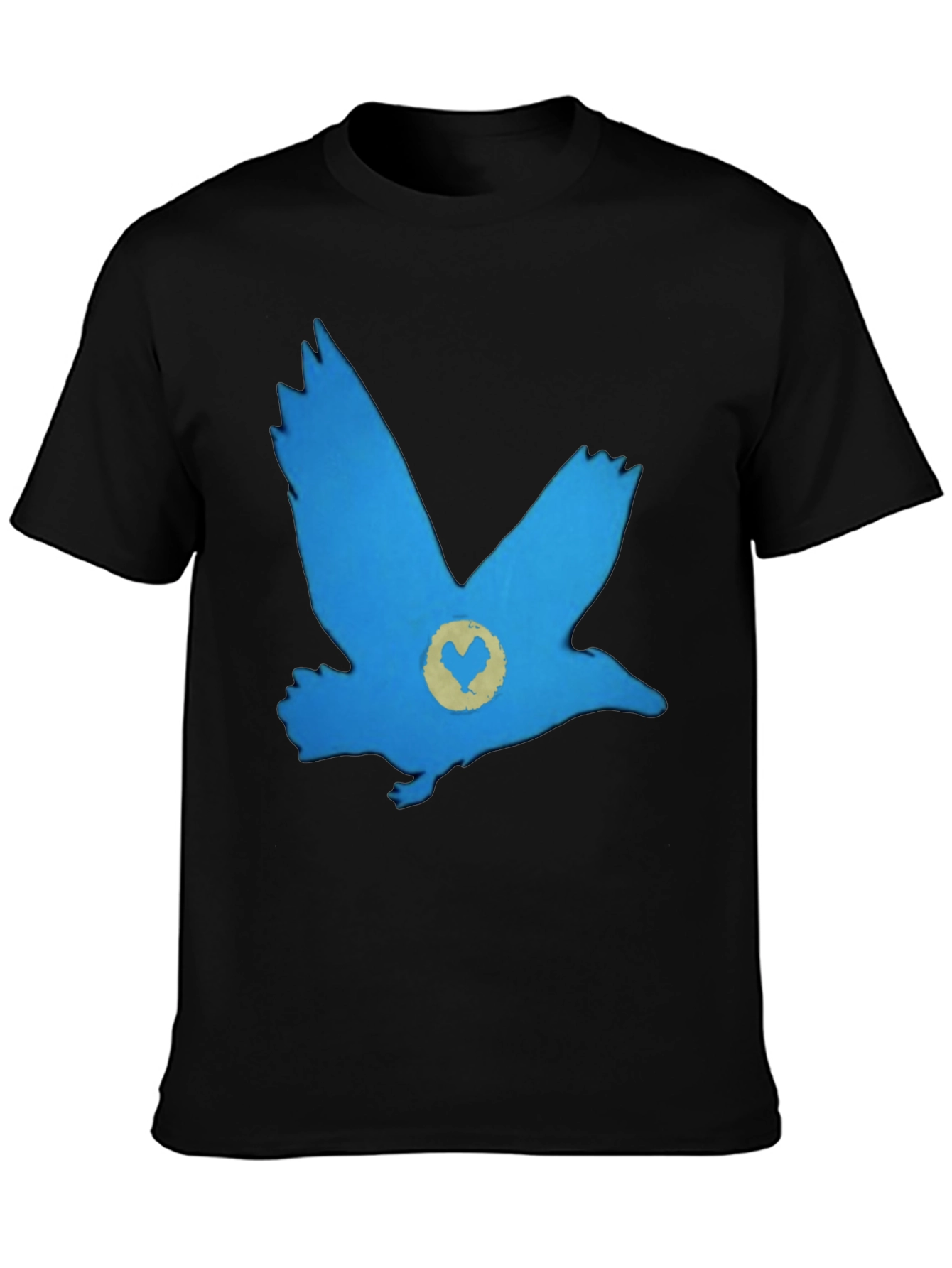 Blue Bird Graphic Black T-Shirt - Casual Comfort