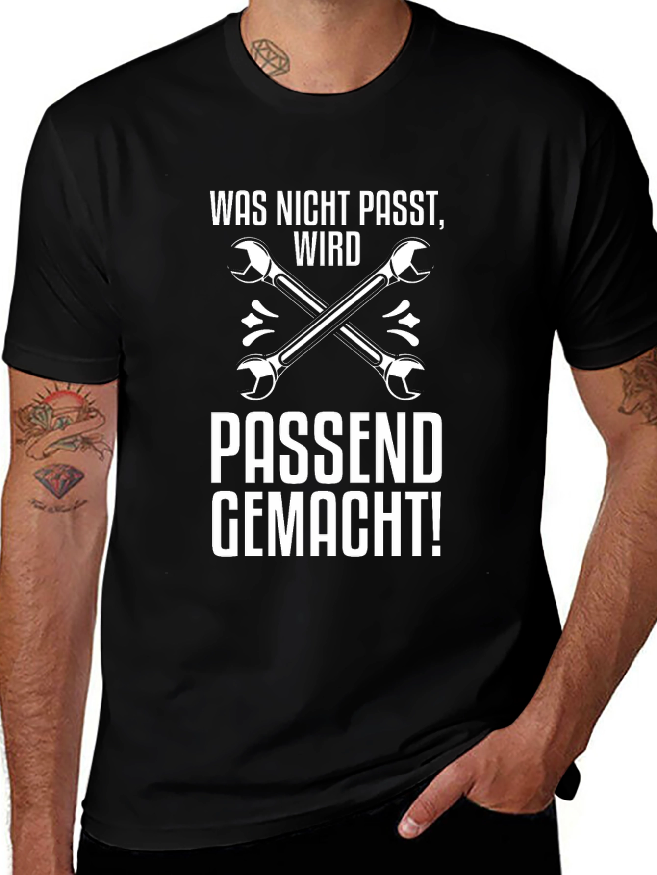 Black Wrench Graphic Tee - Was Nicht Passt Design