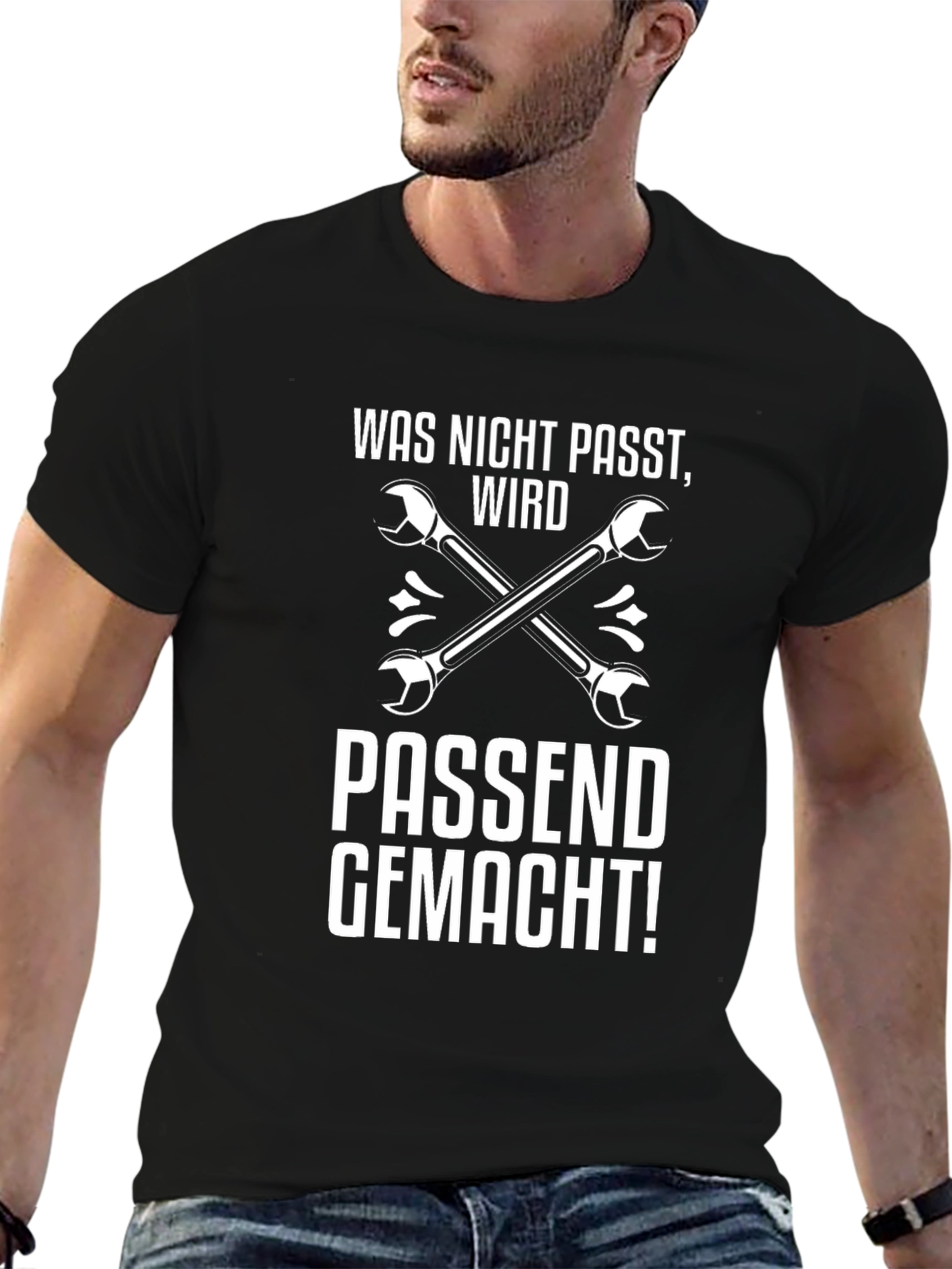Black Wrench Graphic Tee - Was Nicht Passt Design