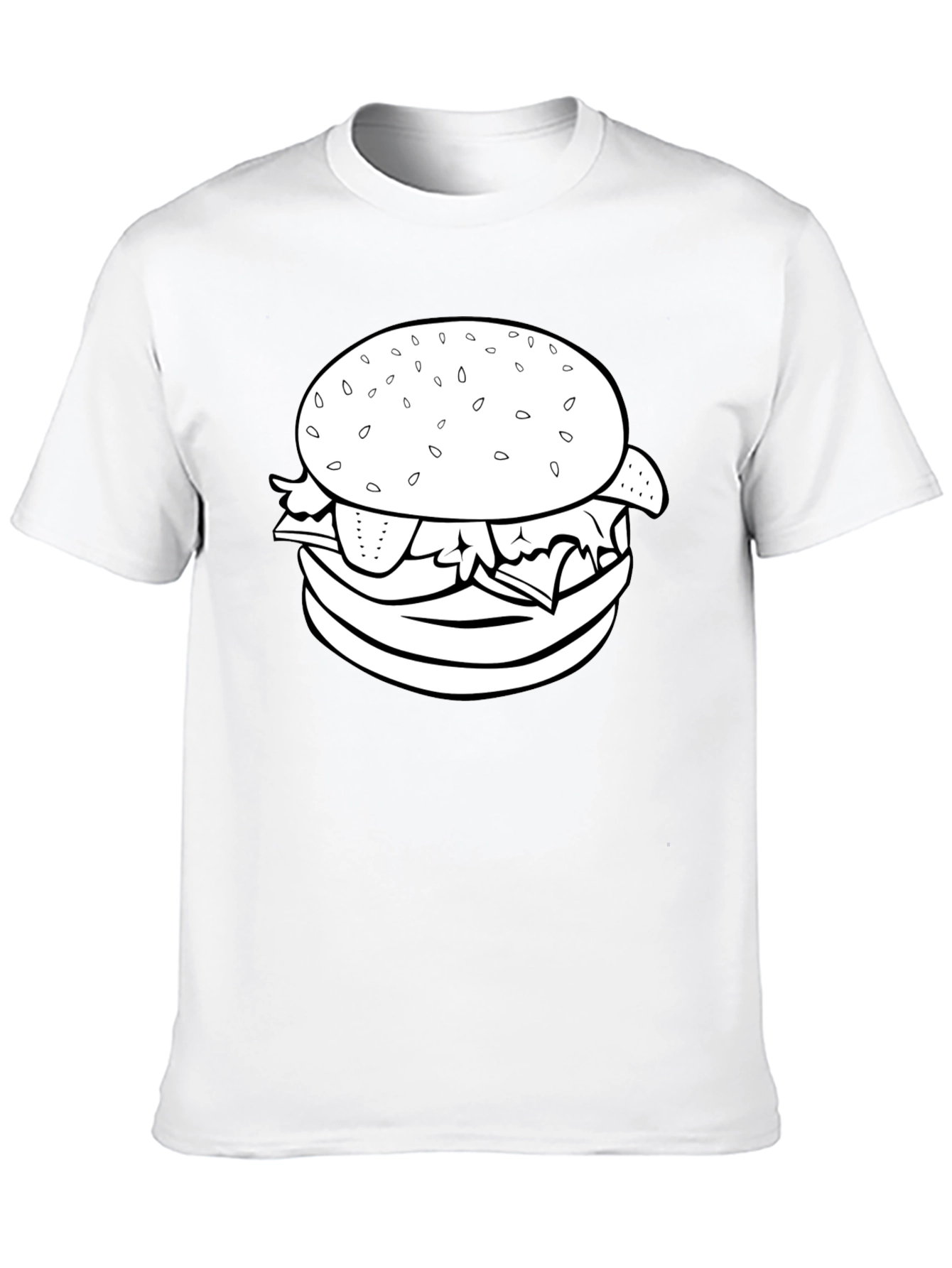 Burger Graphic Tee - Black Crew Neck T-Shirt