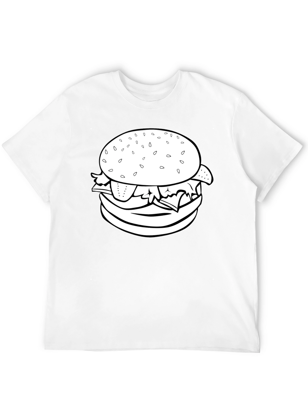 Burger Graphic Tee - Black Crew Neck T-Shirt