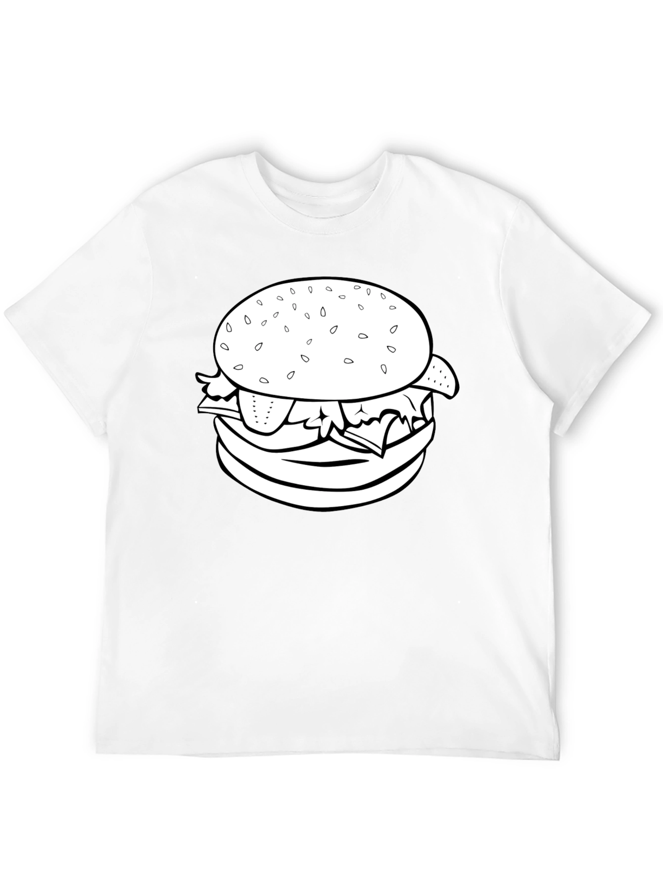 Burger Graphic Tee - Black Crew Neck T-Shirt