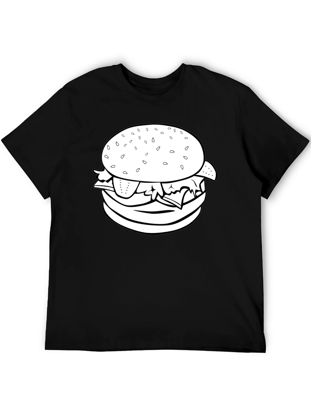 Burger Graphic Tee - Black Crew Neck T-Shirt
