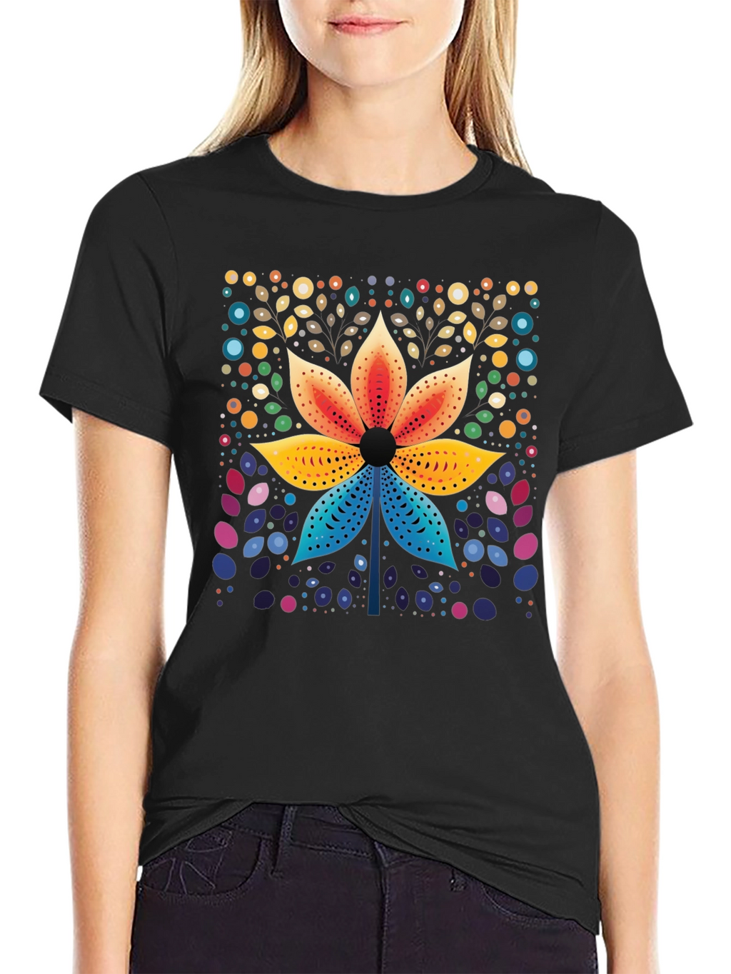 Floral Geometric Art Print T-Shirt
