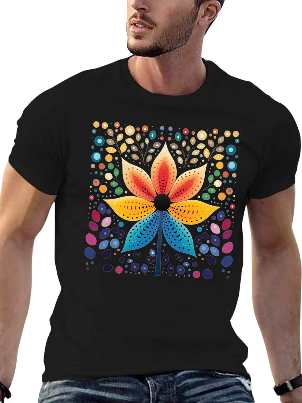 Floral Geometric Art Print T-Shirt