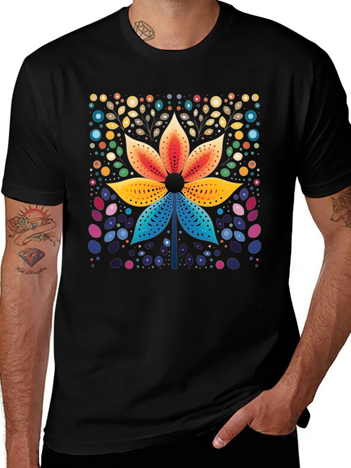 Floral Geometric Art Print T-Shirt
