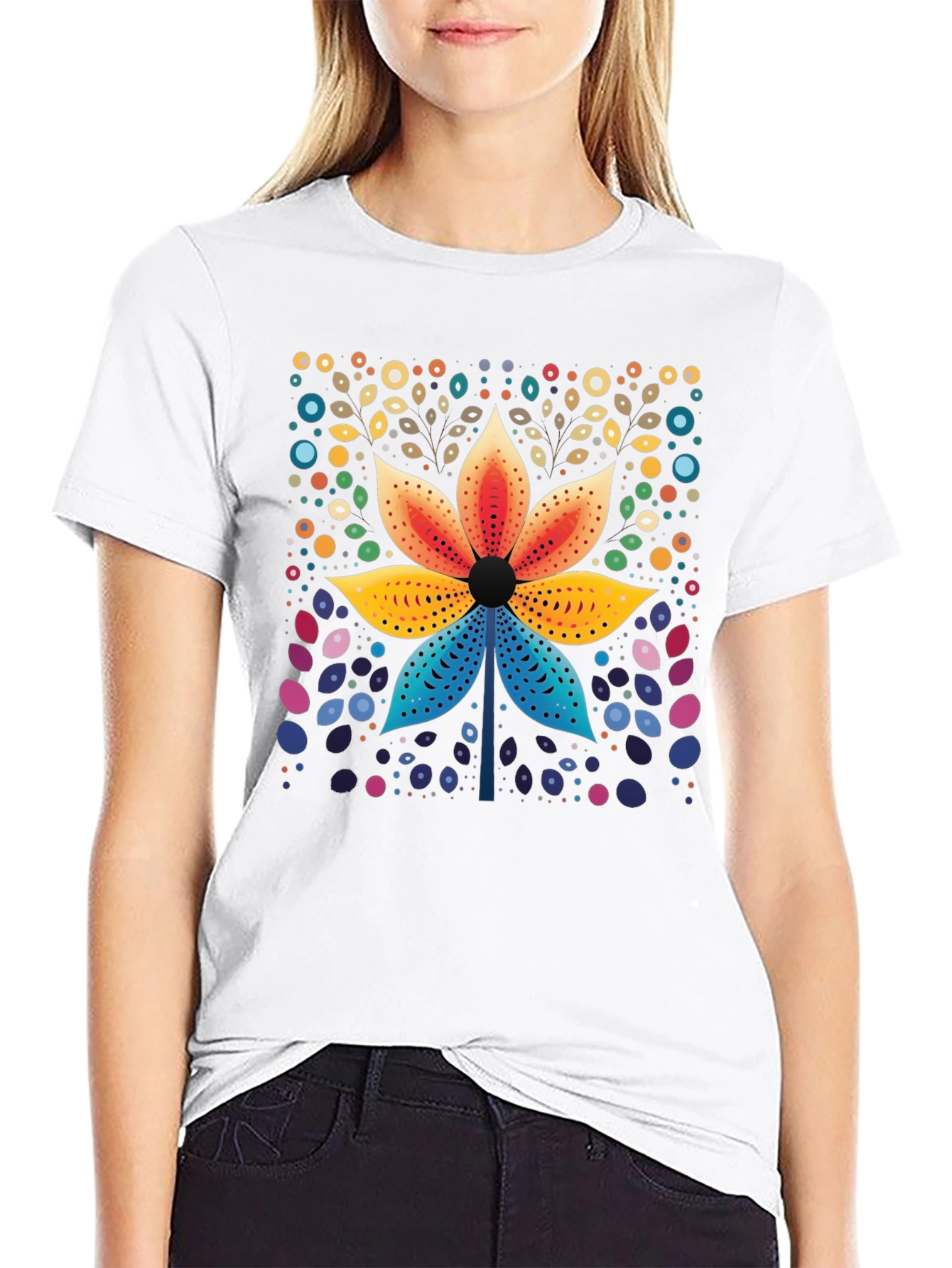Floral Geometric Art Print T-Shirt