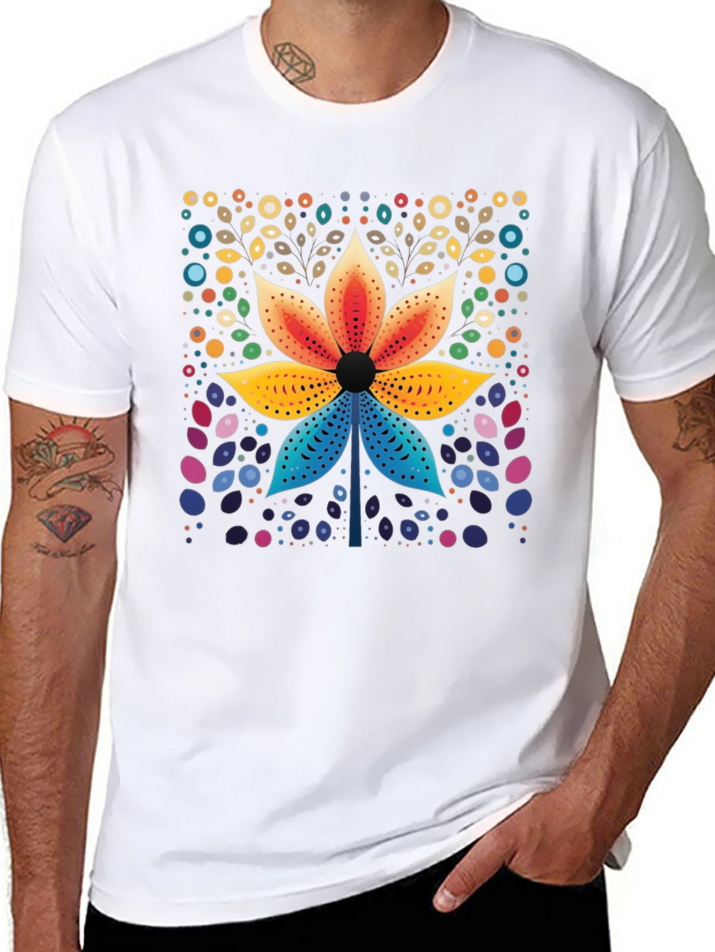 Floral Geometric Art Print T-Shirt