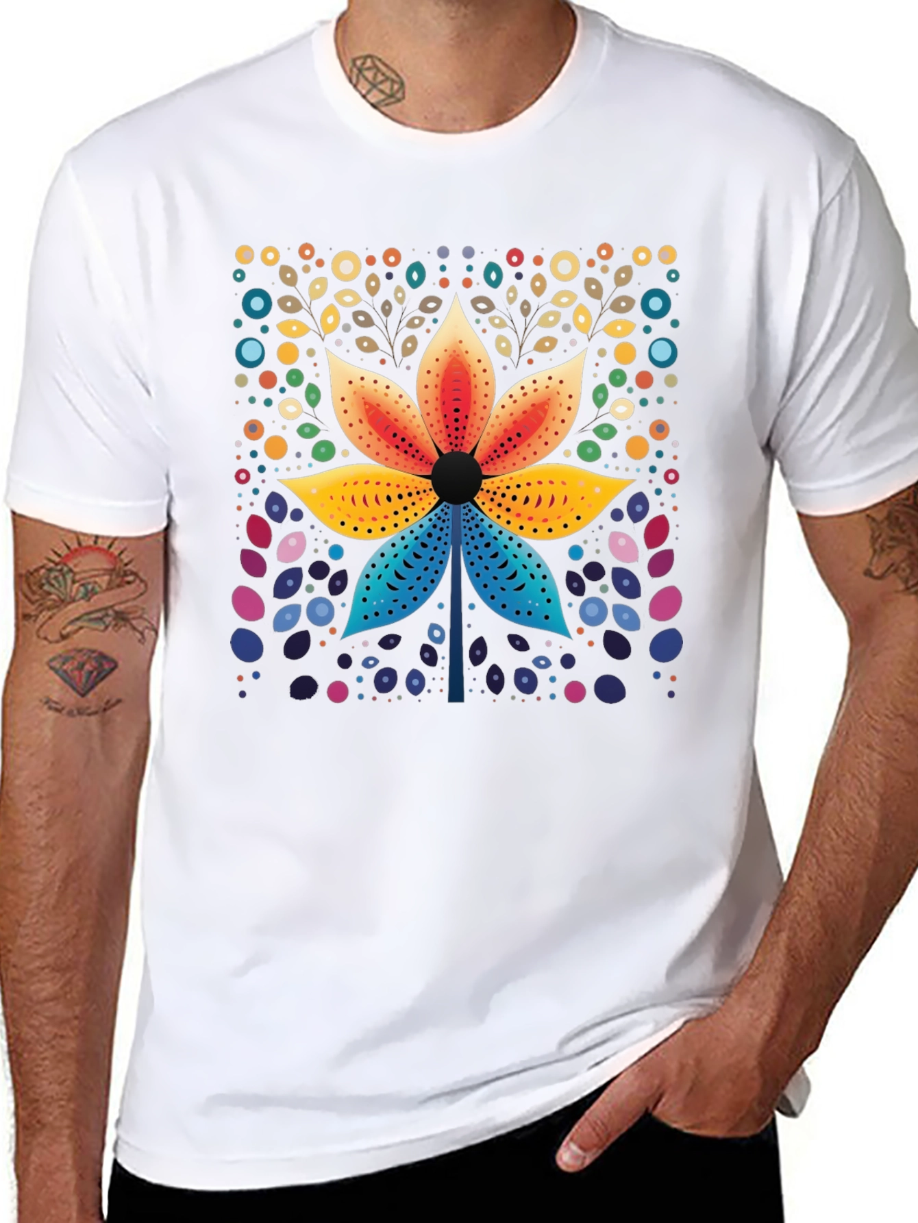 Floral Geometric Art Print T-Shirt