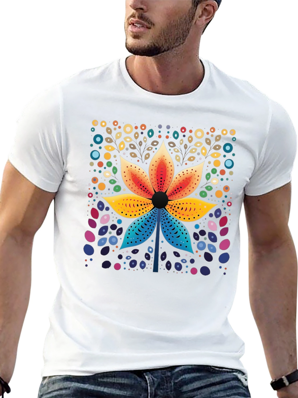 Floral Geometric Art Print T-Shirt