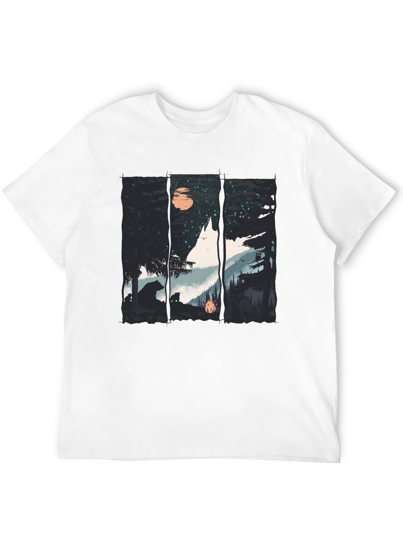 Nature Graphic Tee - Bear & Forest Black T-Shirt