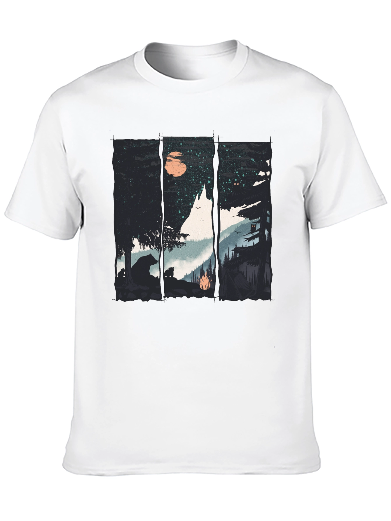 Nature Graphic Tee - Bear & Forest Black T-Shirt
