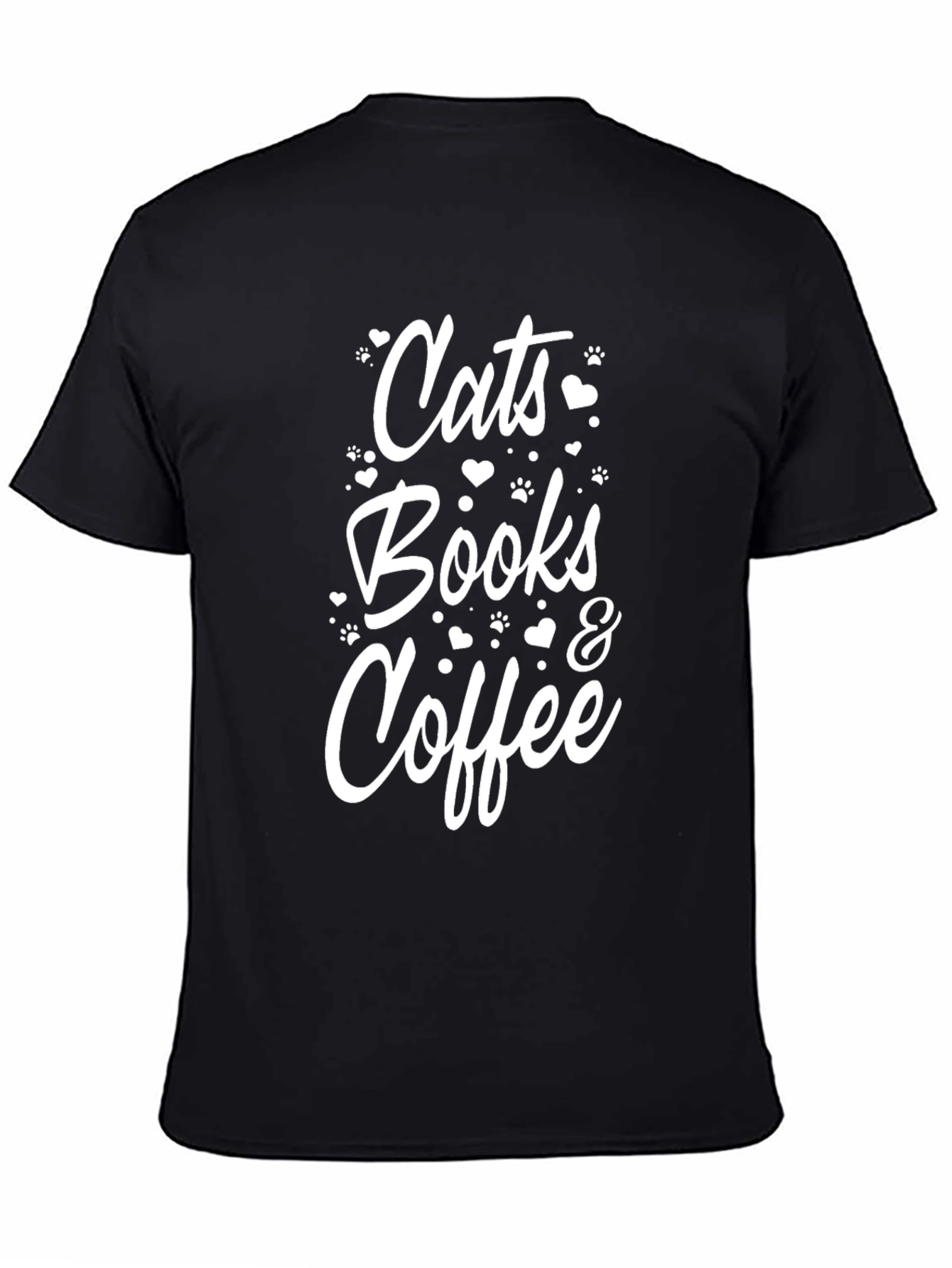 Cats Books & Coffee Graphic Tee - Unisex Black T-Shirt