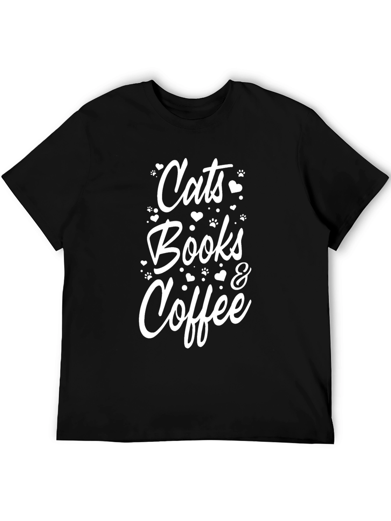 Cats Books & Coffee Graphic Tee - Unisex Black T-Shirt