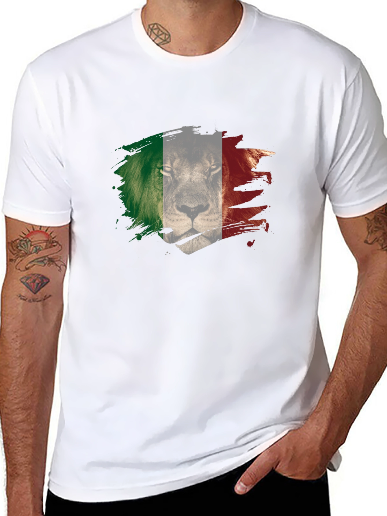 Lion Italy Flag Mens T-Shirt